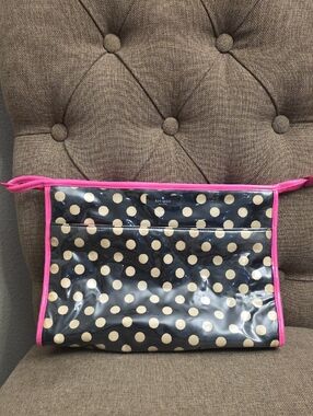 Kate Spade Pink Trim Polka Dot Makeup Travel Bag
